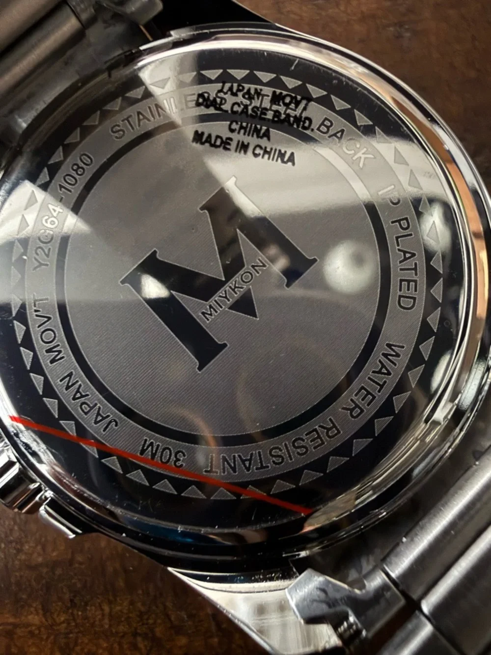 Miykon Men's Silver Stainless Steel Quartz Watch - Black Dial, Water Resistant